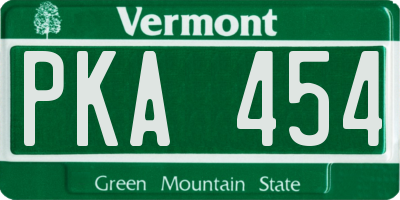 VT license plate PKA454