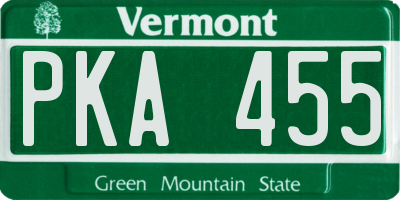 VT license plate PKA455