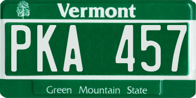 VT license plate PKA457