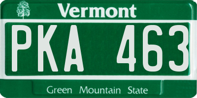 VT license plate PKA463