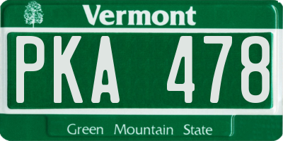 VT license plate PKA478