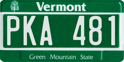 VT license plate PKA481