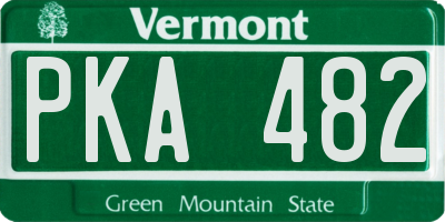 VT license plate PKA482