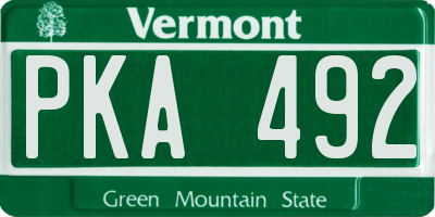 VT license plate PKA492