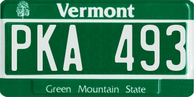 VT license plate PKA493