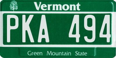 VT license plate PKA494