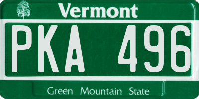 VT license plate PKA496