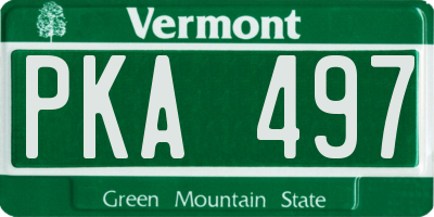 VT license plate PKA497