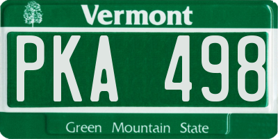 VT license plate PKA498