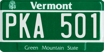 VT license plate PKA501