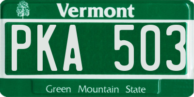 VT license plate PKA503