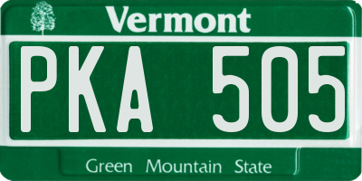 VT license plate PKA505