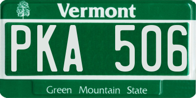 VT license plate PKA506