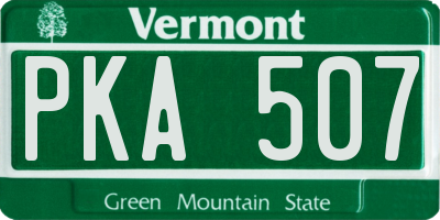 VT license plate PKA507