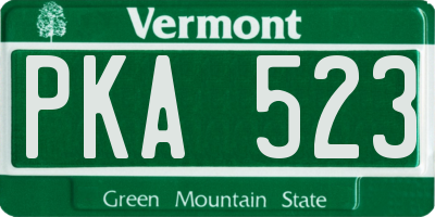 VT license plate PKA523