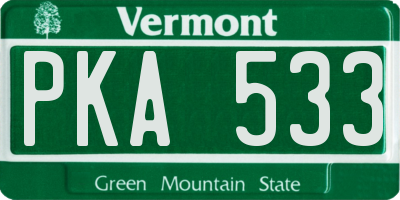 VT license plate PKA533