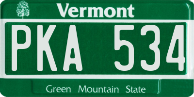 VT license plate PKA534
