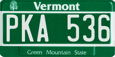 VT license plate PKA536