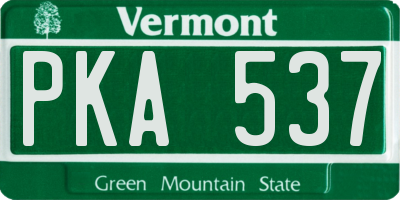 VT license plate PKA537