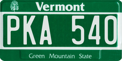 VT license plate PKA540