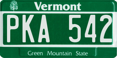 VT license plate PKA542