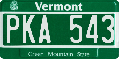 VT license plate PKA543