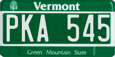 VT license plate PKA545