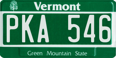 VT license plate PKA546