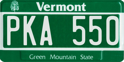 VT license plate PKA550