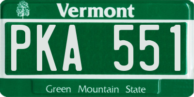 VT license plate PKA551