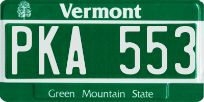 VT license plate PKA553