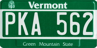 VT license plate PKA562