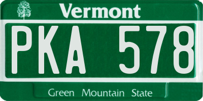 VT license plate PKA578