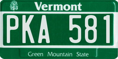 VT license plate PKA581