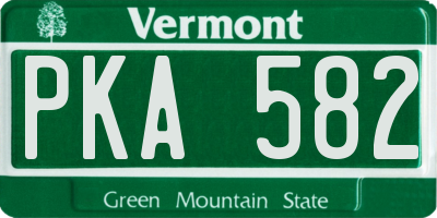 VT license plate PKA582