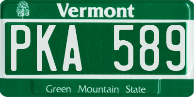 VT license plate PKA589