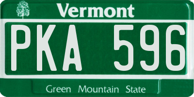 VT license plate PKA596