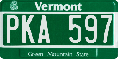 VT license plate PKA597