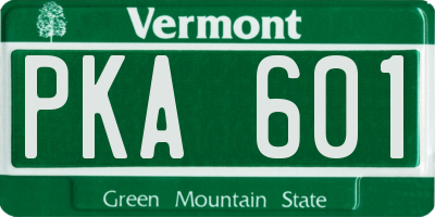 VT license plate PKA601