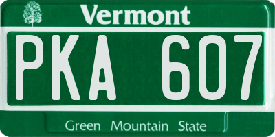 VT license plate PKA607