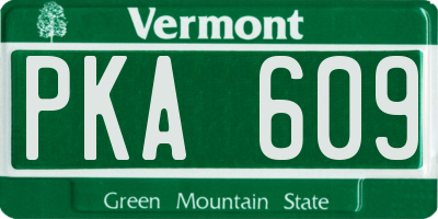VT license plate PKA609