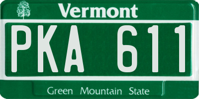 VT license plate PKA611