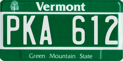 VT license plate PKA612