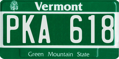 VT license plate PKA618