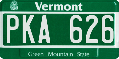 VT license plate PKA626
