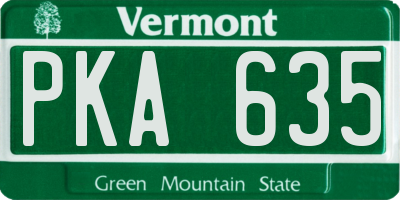 VT license plate PKA635