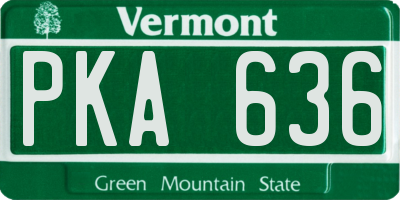VT license plate PKA636
