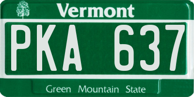 VT license plate PKA637