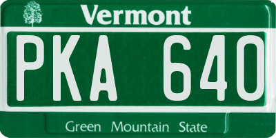 VT license plate PKA640
