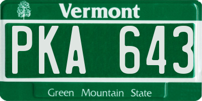 VT license plate PKA643